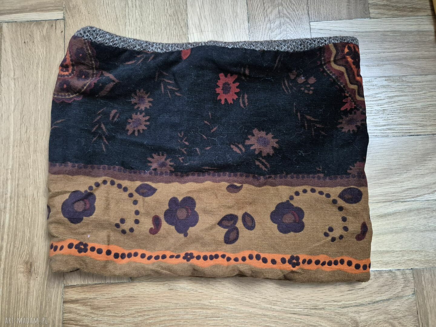 Komin miękki w kolorach ziemi - patchwork na podszewce