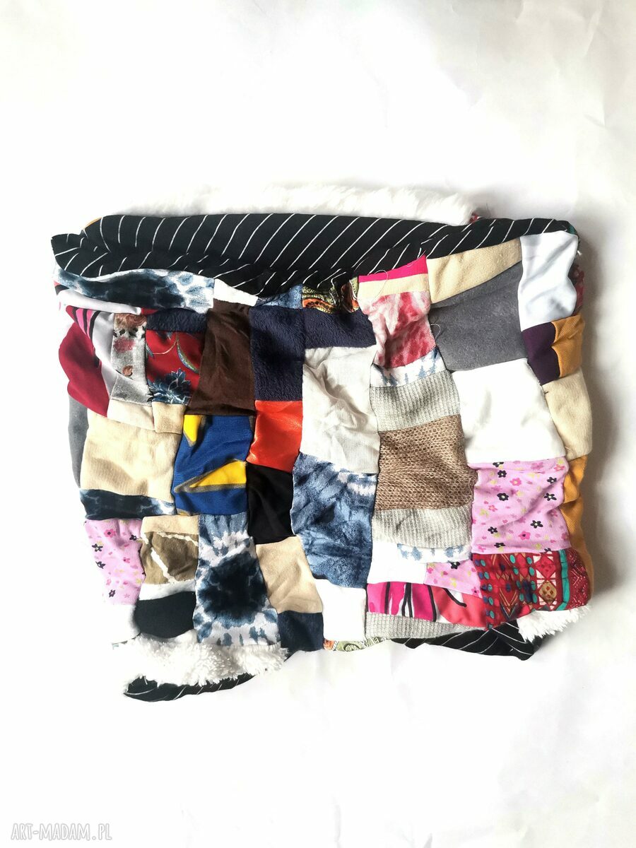 Komin one size patchworkowy etno boho na podszewce - kolorowy damski handmade
