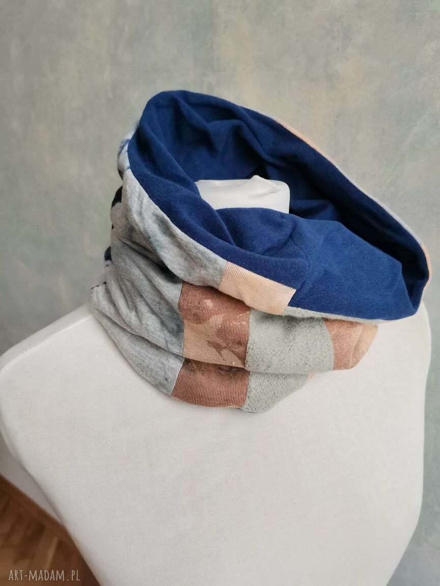 Kolorowy komin patchworkowy etno boho na podszewce - one size