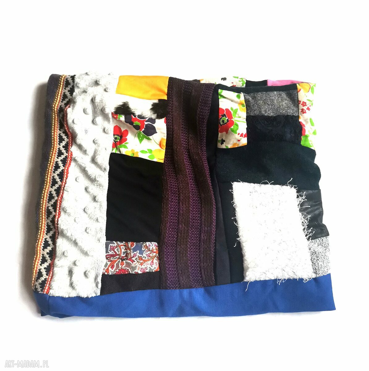 Komin one size patchworkowy etno boho na podszewce - kolorowy