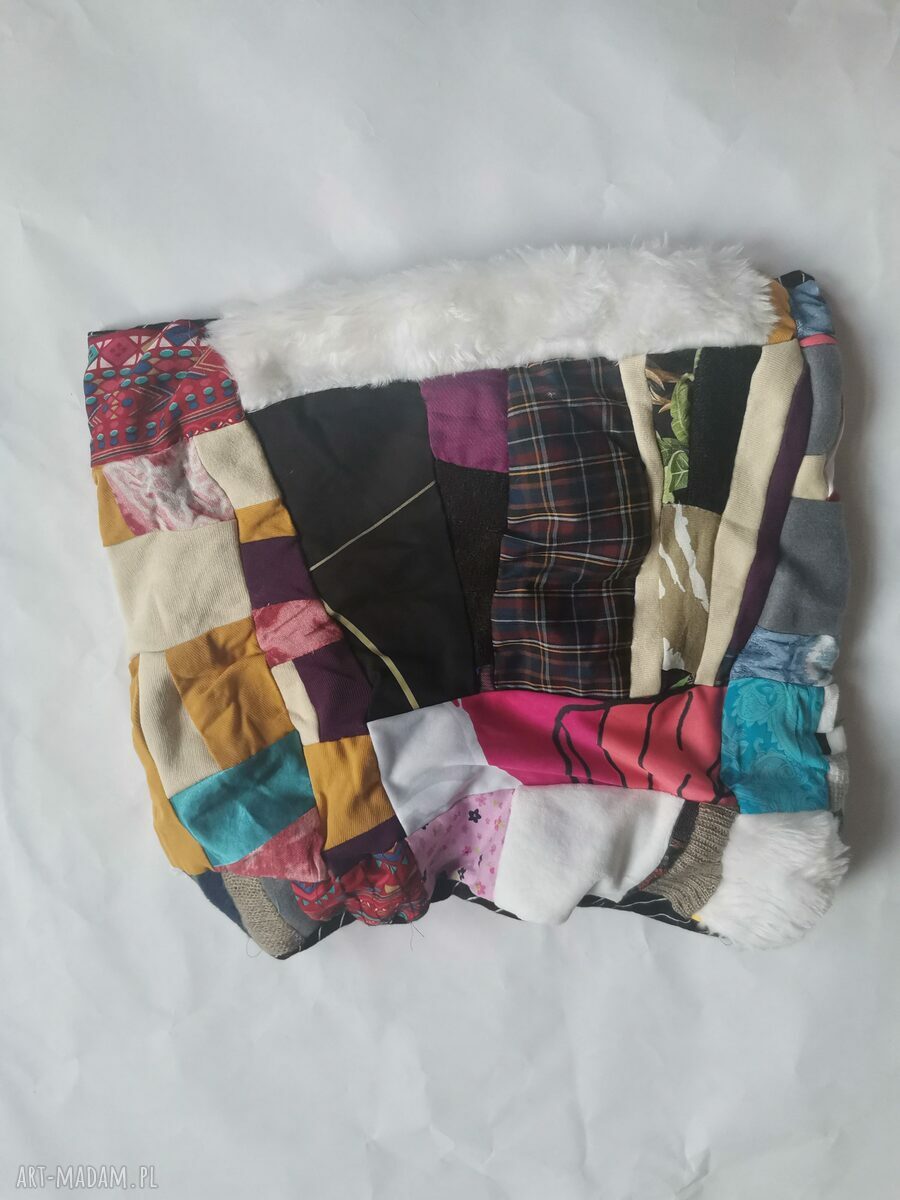 Komin one size patchworkowy etno boho na podszewce - kolorowy damski handmade