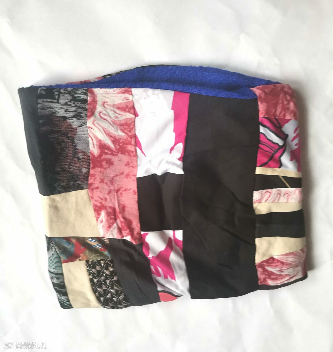 Kolorowy komin patchworkowy etno-boho na podszewce - one size (damski)