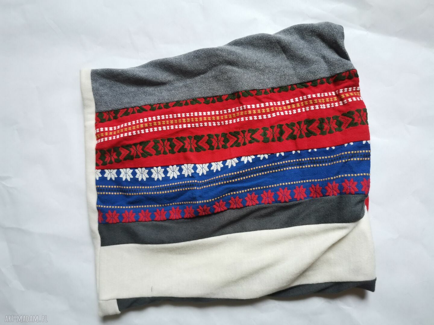 Kolorowy komin one size patchworkowy etno-boho z podszewką dla kobiet