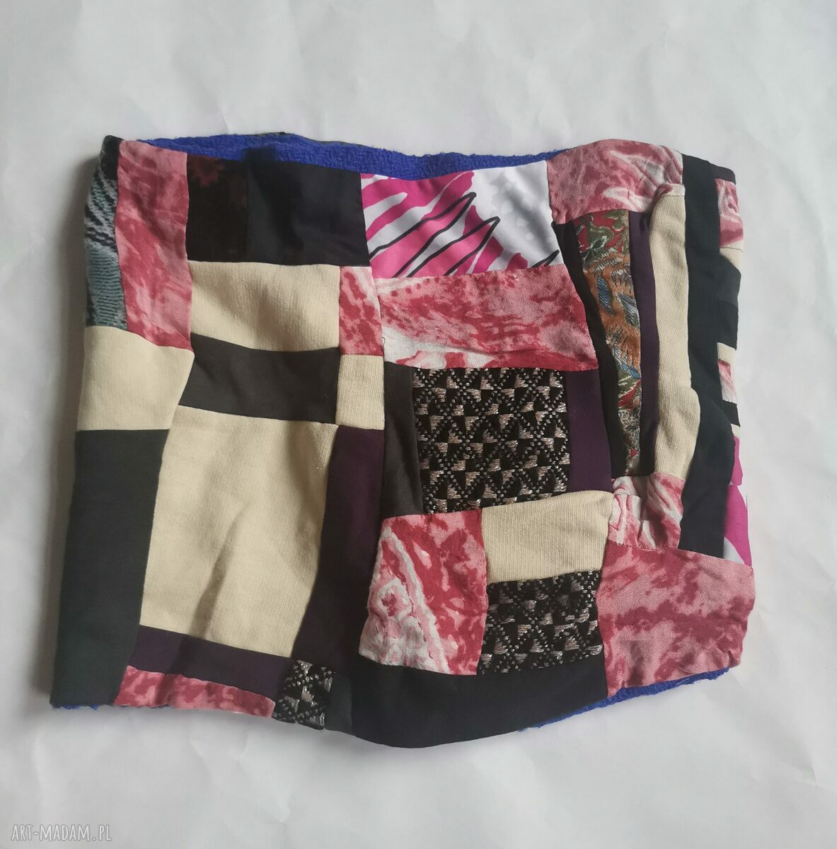 Kolorowy komin patchworkowy etno-boho na podszewce - one size (damski)