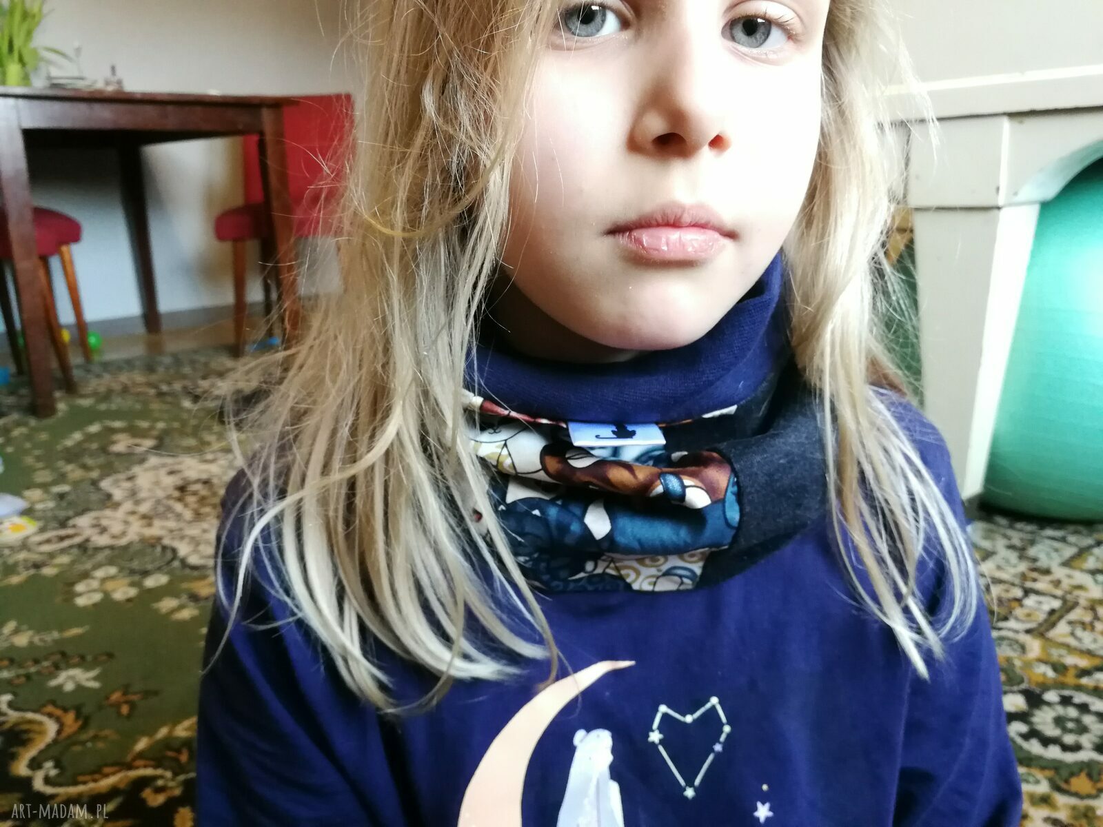 Komin-opaska dla dziewczynki szeroka boho etno - koty (patchwork)
