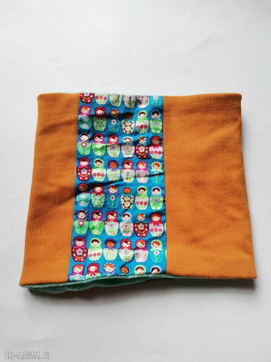Komin-opaska dziewczęca szeroka Box G1 - wymiary 23x24 cm (szer. 21 cm), polar, patchwork