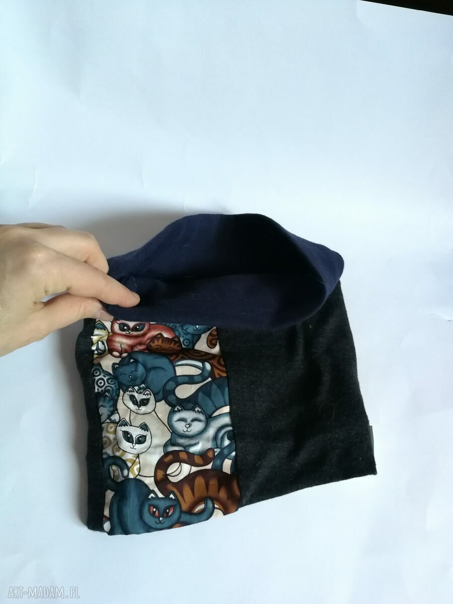 Komin-opaska dla dziewczynki szeroka boho etno - koty (patchwork)