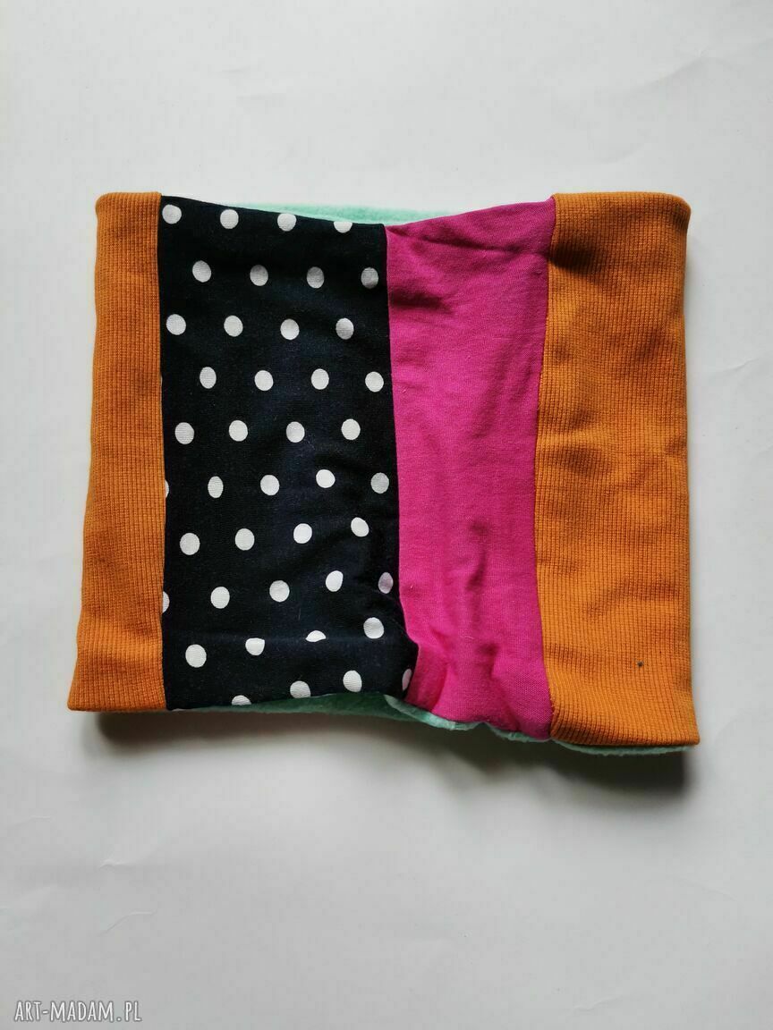 Komin-opaska dziewczęca szeroka Box G1 - wymiary 23x24 cm (szer. 21 cm), polar, patchwork