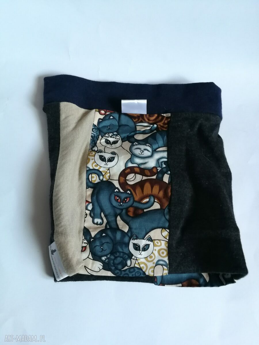 Komin-opaska dla dziewczynki szeroka boho etno - koty (patchwork)