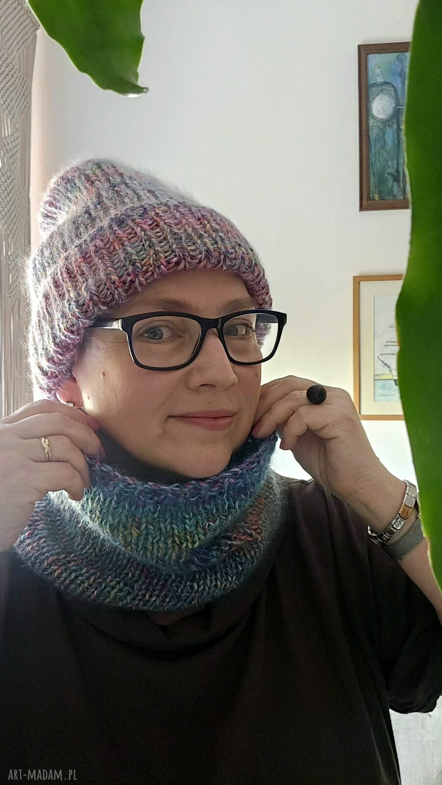 Komin otulacz z wełny merino, moheru i jedwabiu