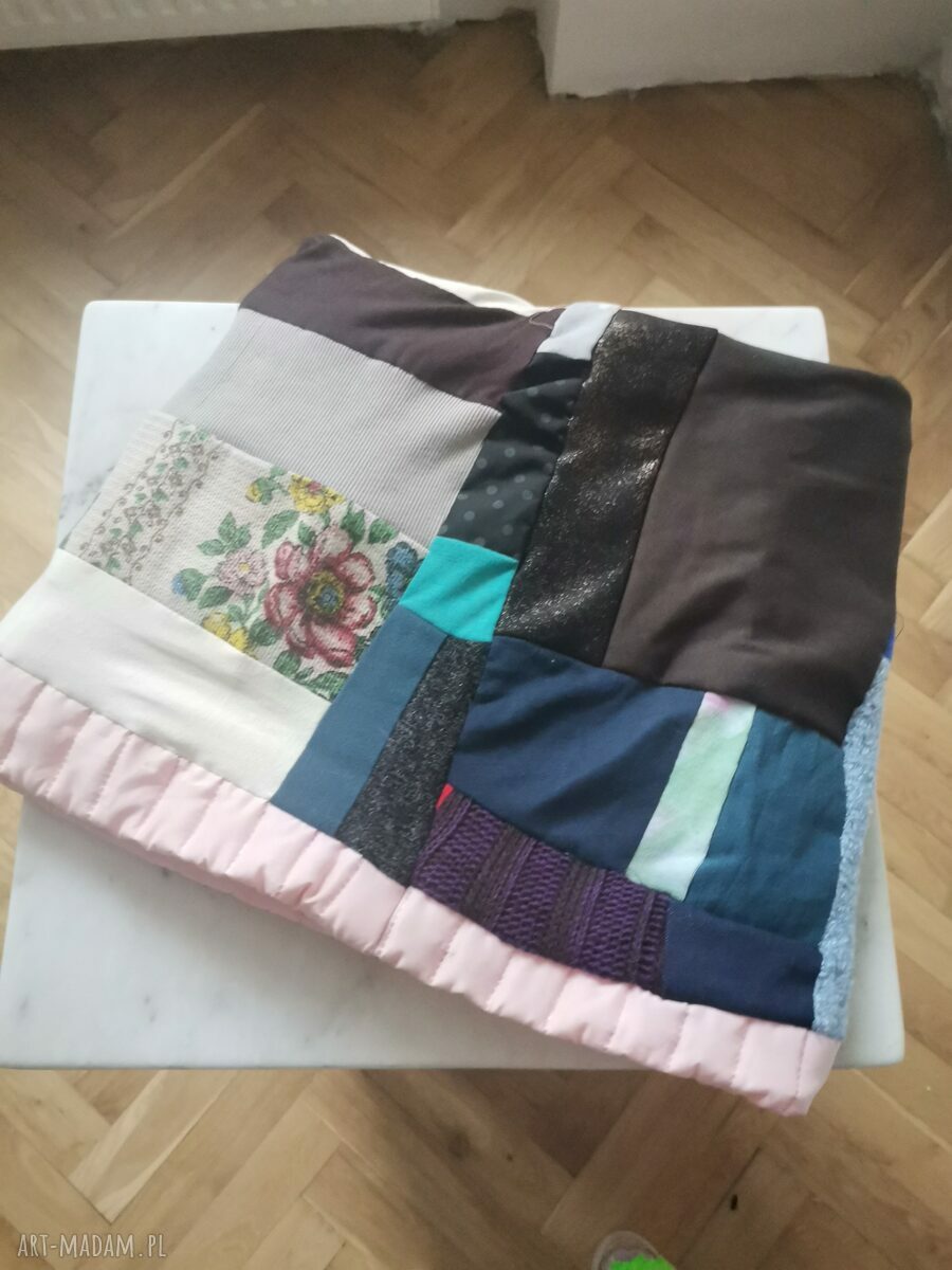 Folk komin oversize patchworkowy etno boho na podszewce