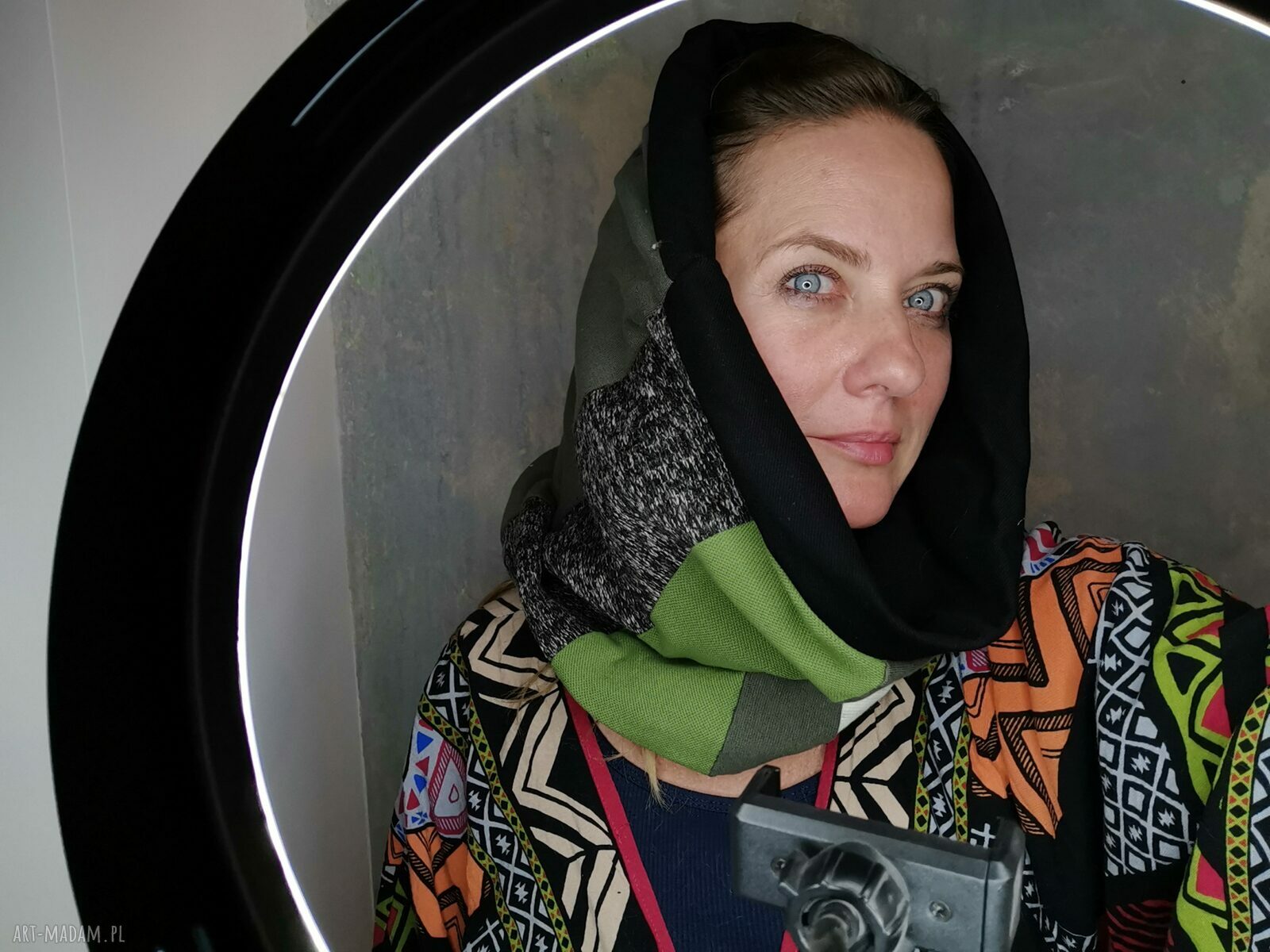 Komin oversize patchworkowy etno boho - kolorowy na podszewce