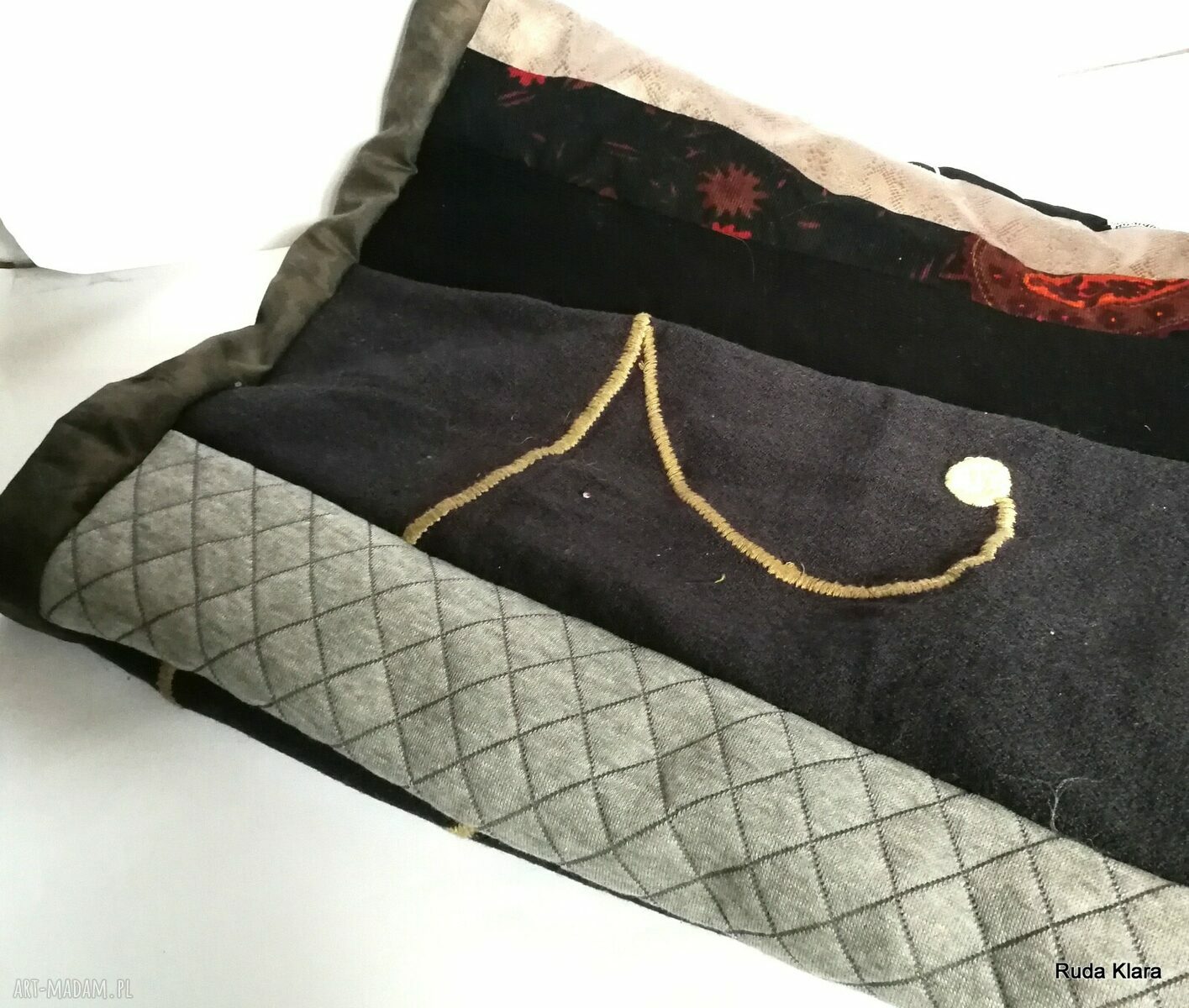Komin patchworkowy w kolorach ziemi - ręcznie szyty 42x46 cm