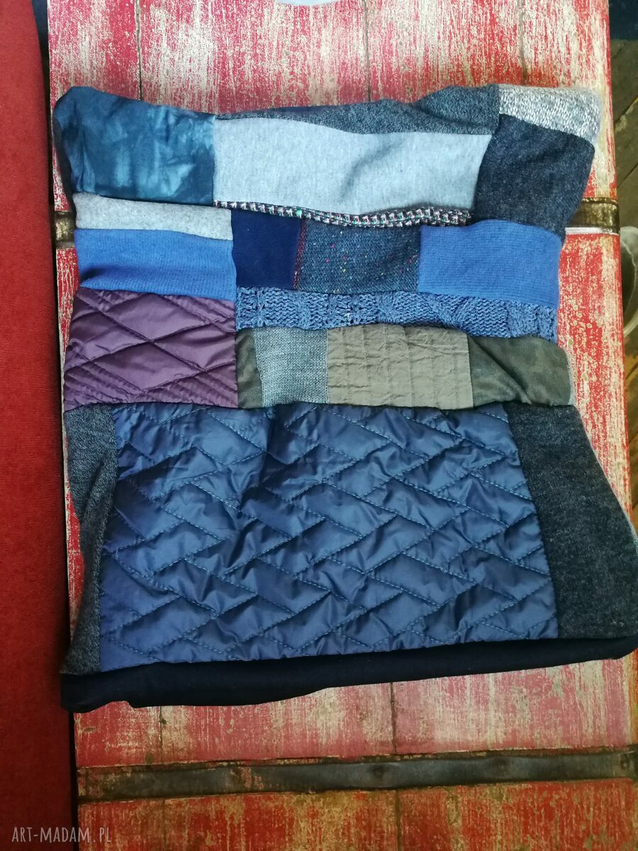 Kolorowy komin patchworkowy na podszewce - etno unisex, handmade