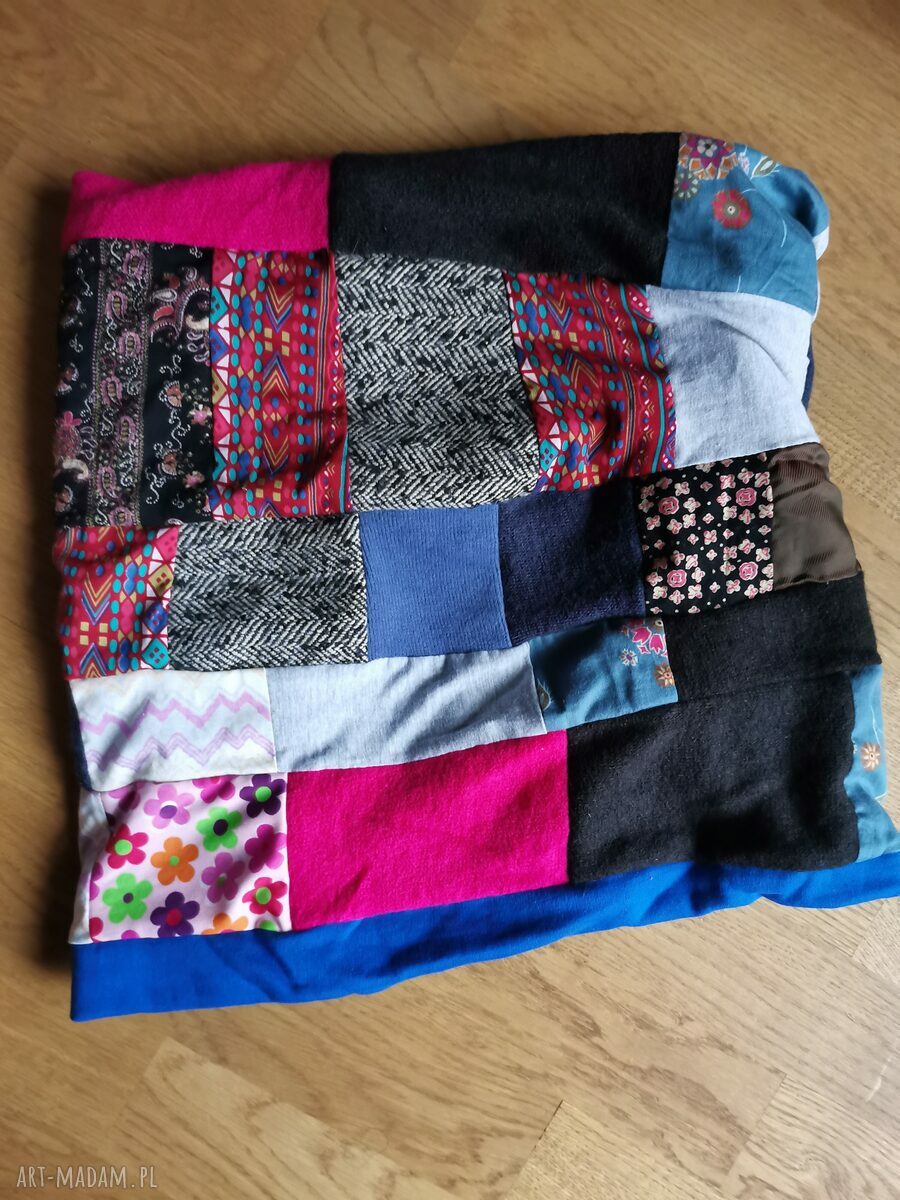 Komin patchworkowy w kwiaty - ręcznie uszyty zero waste