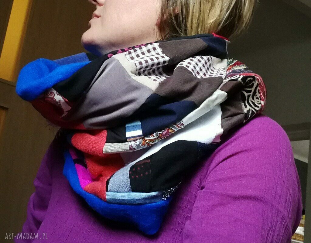 Komin patchworkowy na podszewce - miękki i ciepły, Ruda Klara (handmade)