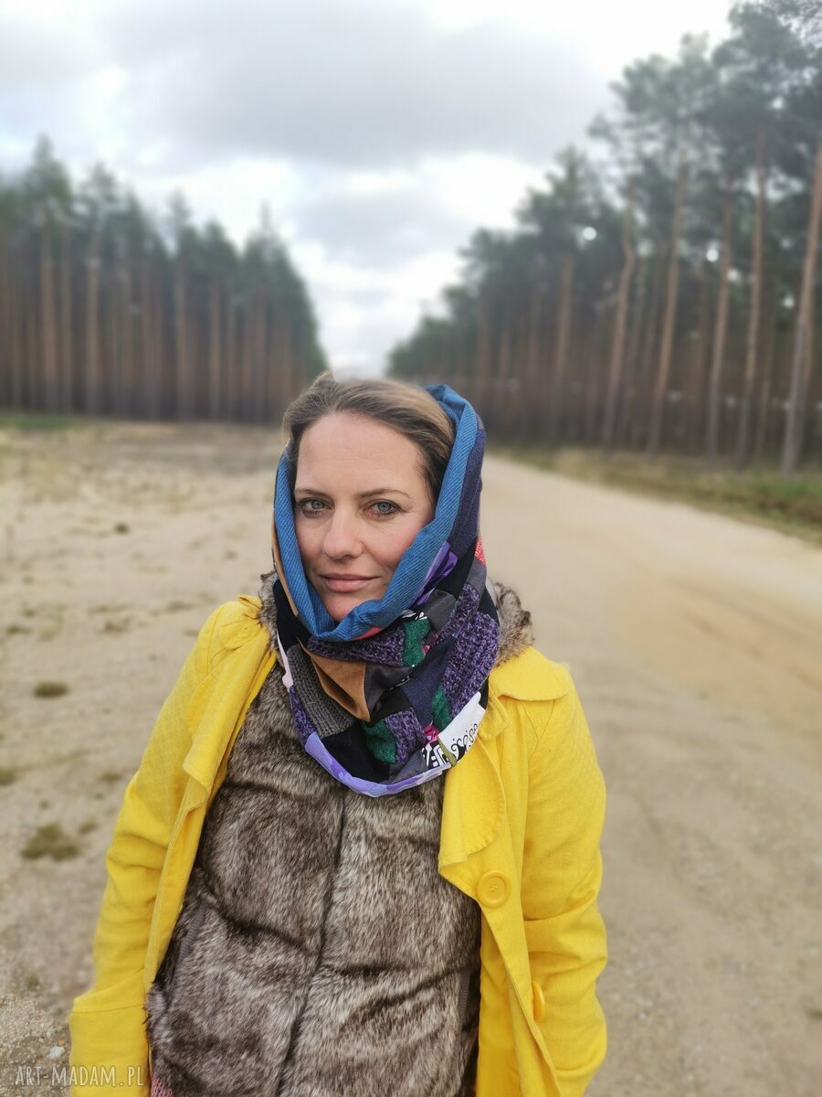 Komin patchworkowy zero waste - miły i ciepły dodatek boho (Ruda Klara)