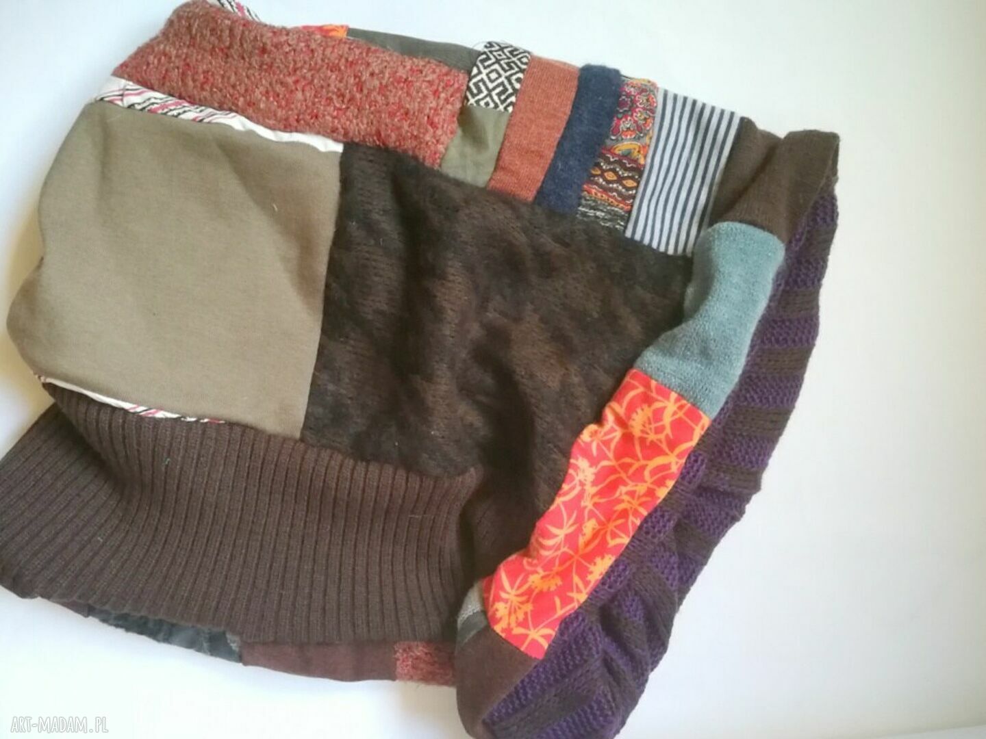 Komin patchworkowy damski z podszewką - miękki i miły handmade