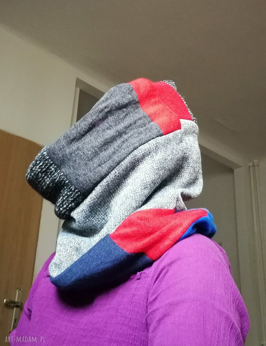 Komin patchworkowy z podszewką - kolorowy boho od Ruda Klara