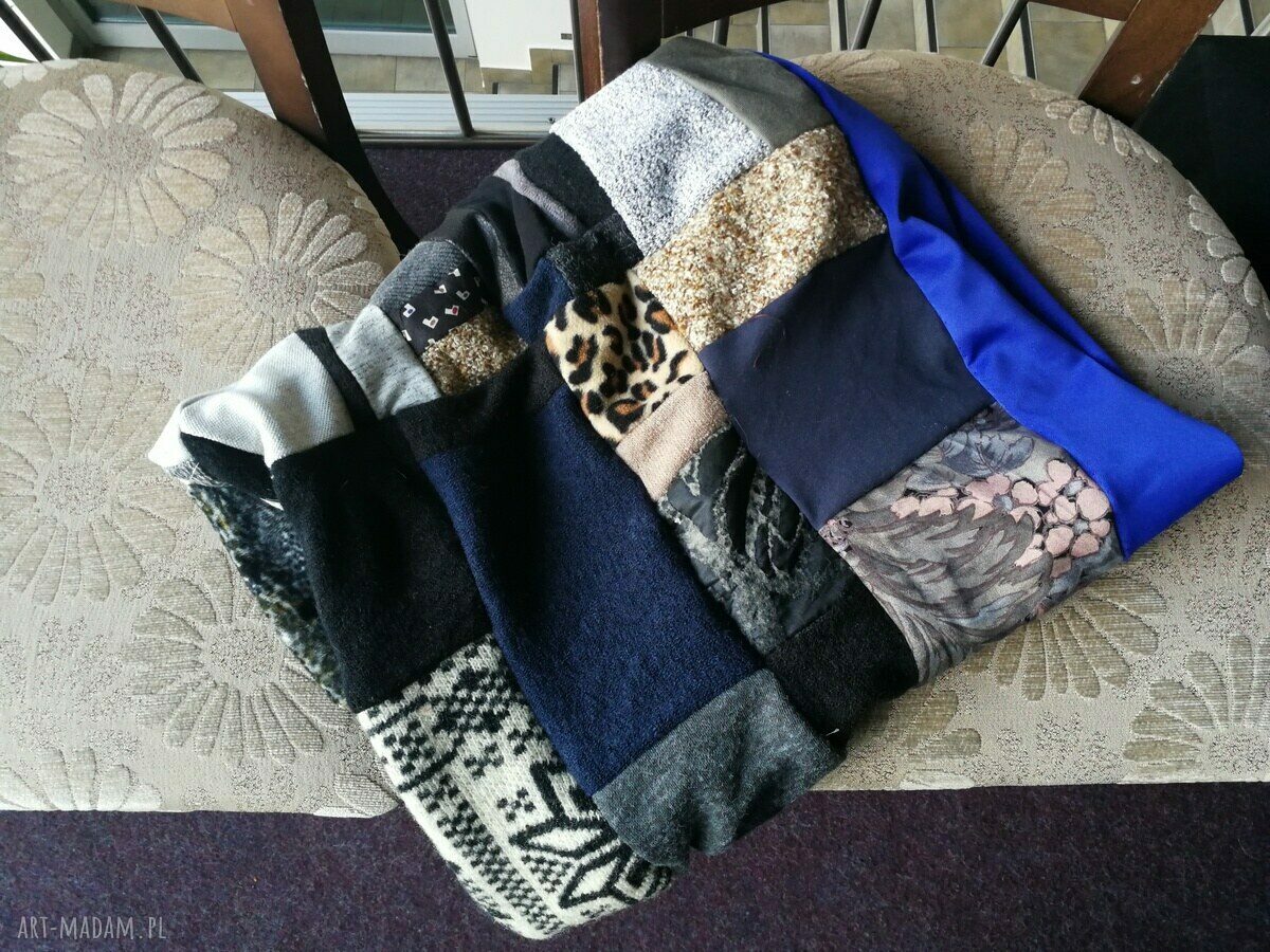 Miękki komin patchworkowy na podszewce - boho etno na wiosnę i jesień