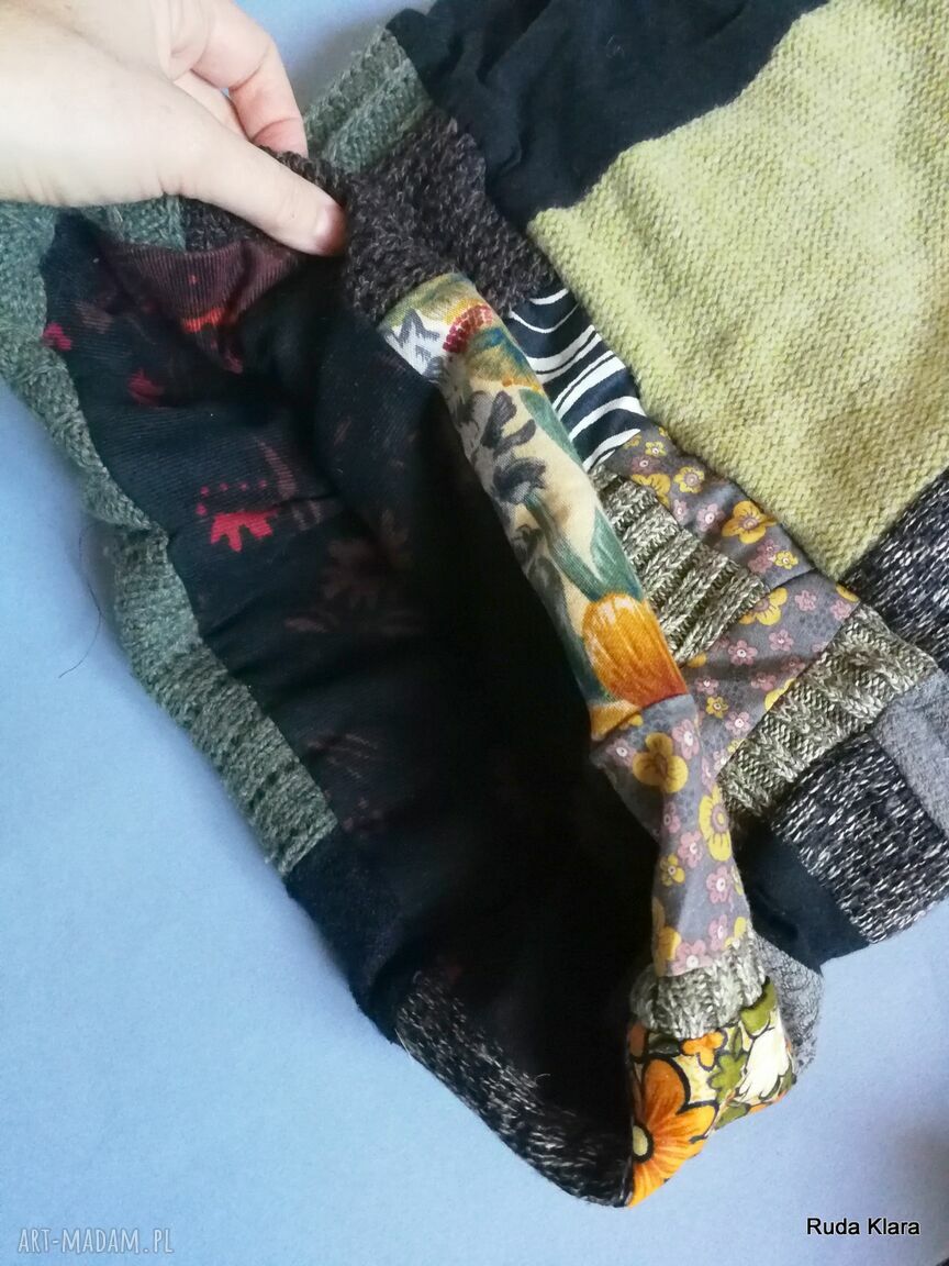 Komin patchworkowy damski handmade 38x40 cm - etno boho - Ruda Klara