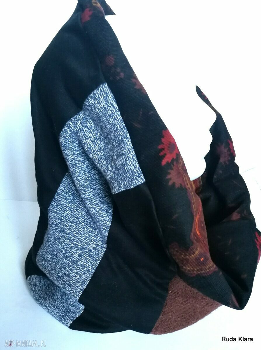 Komin patchworkowy damski 44x45 cm - folk boho, handmade