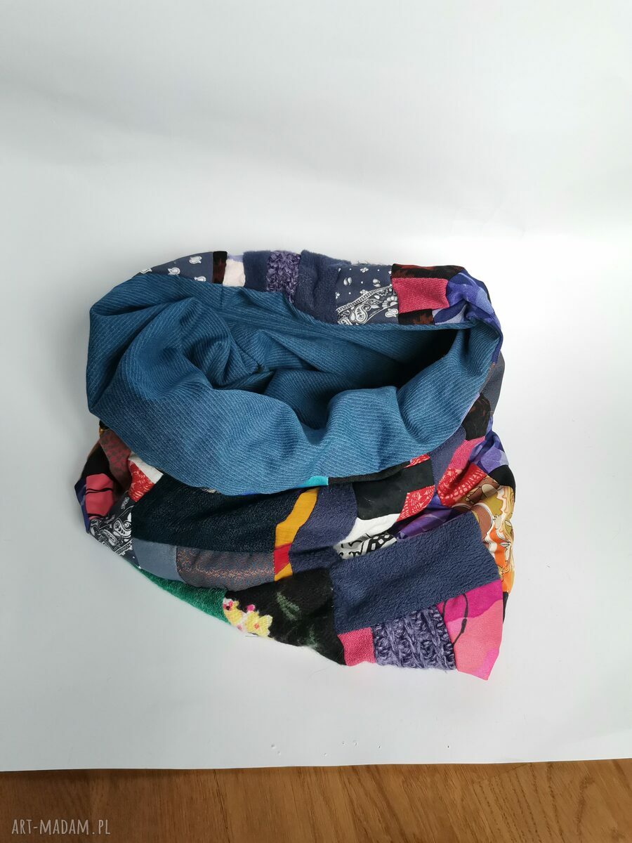 Komin patchworkowy folkowy zero waste w kolorze - box B1