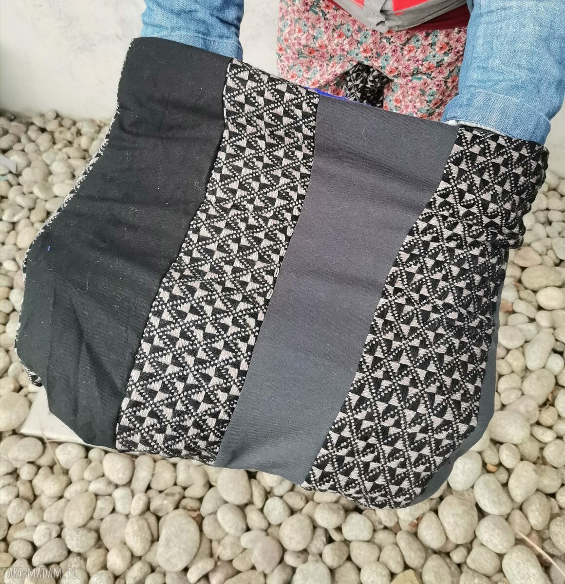 Komin patchworkowy folk boho wciągany przez głowę - rozmiar uniwersalny