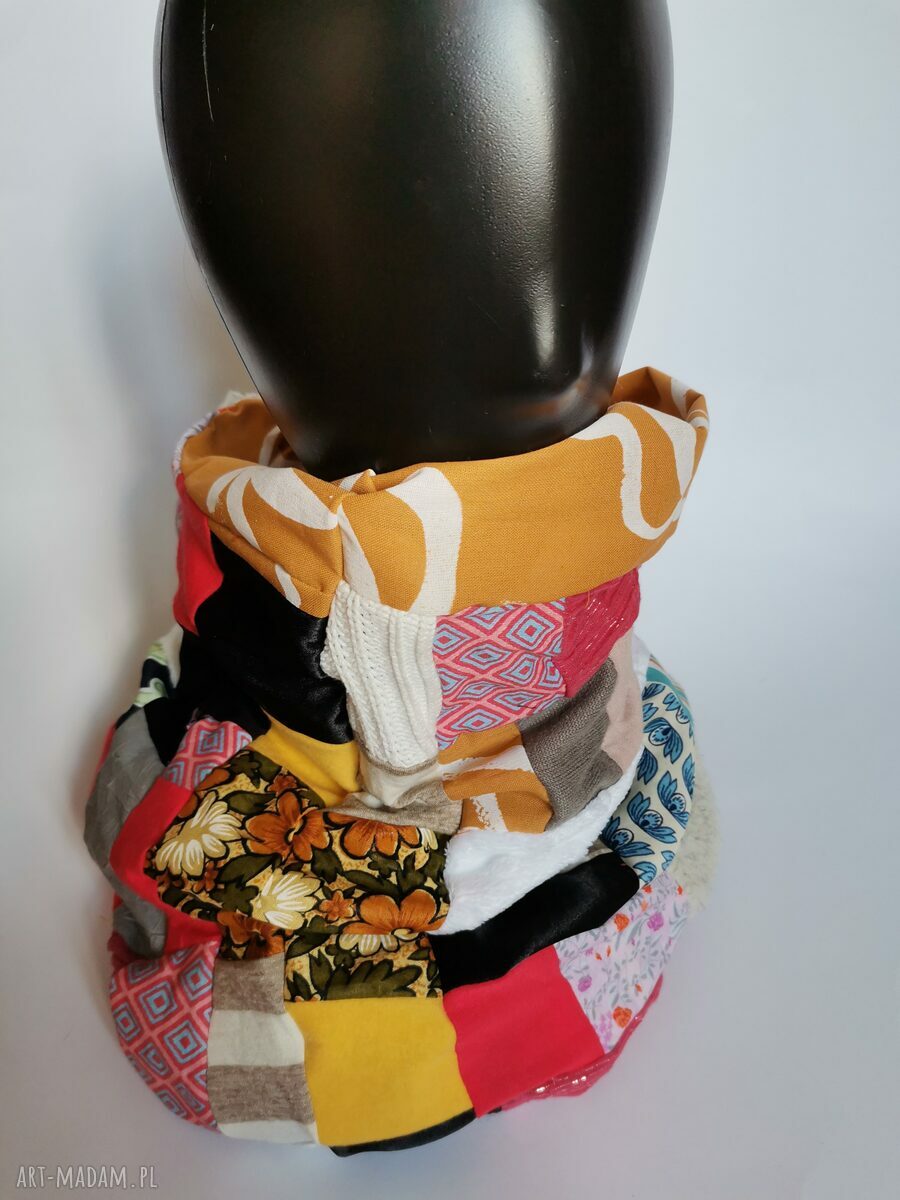 Kolorowy komin patchworkowy folkowy boho - zero waste