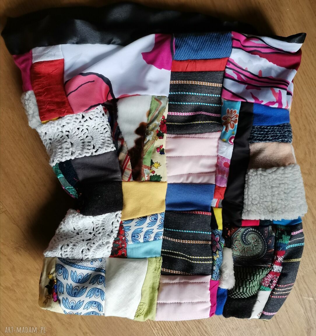 Komin patchworkowy miły i kolorowy uszyty zero waste - Ruda Klara
