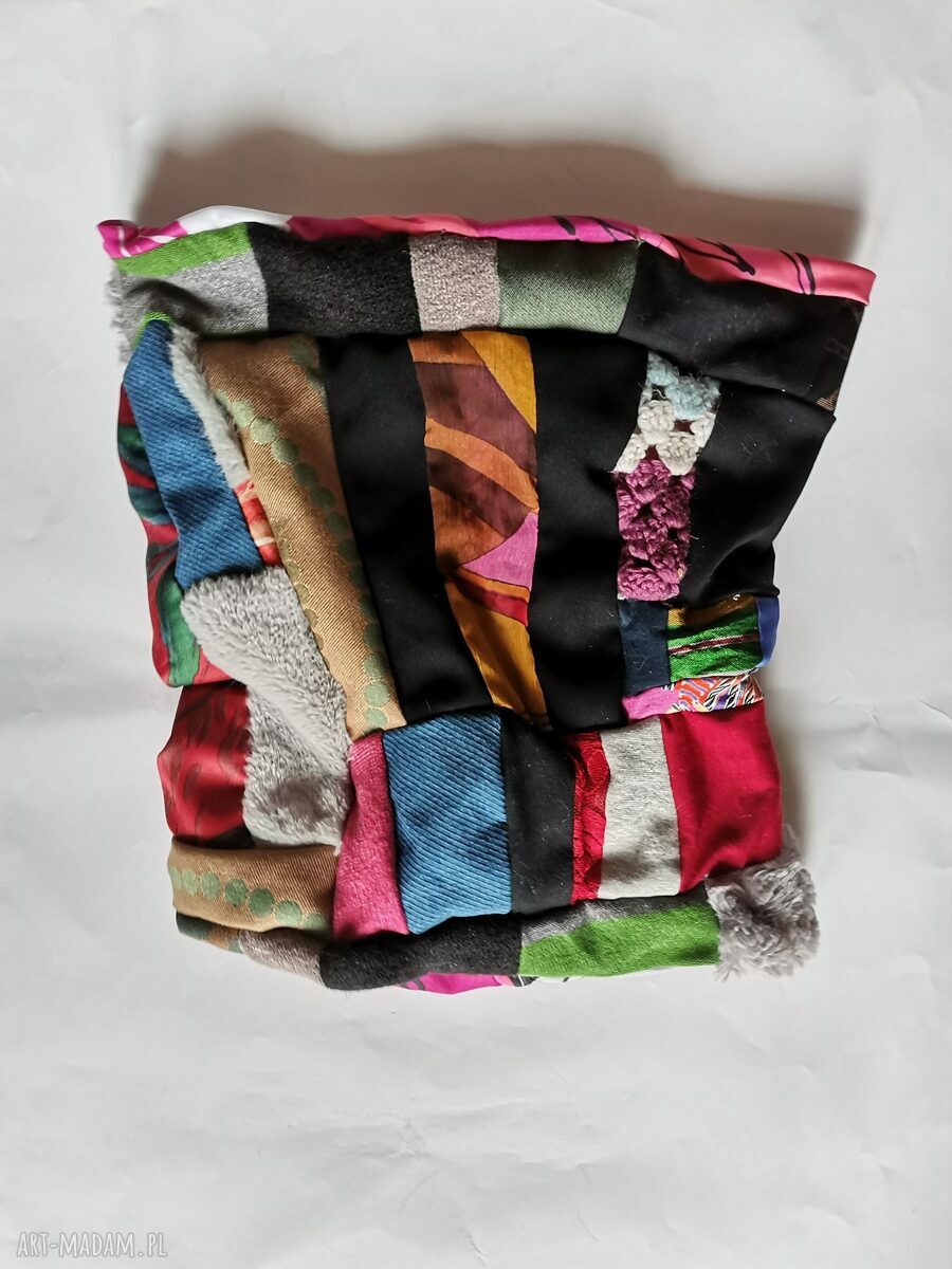 Komin patchworkowy miły i kolorowy - zero waste, Ruda Klara (box 44)