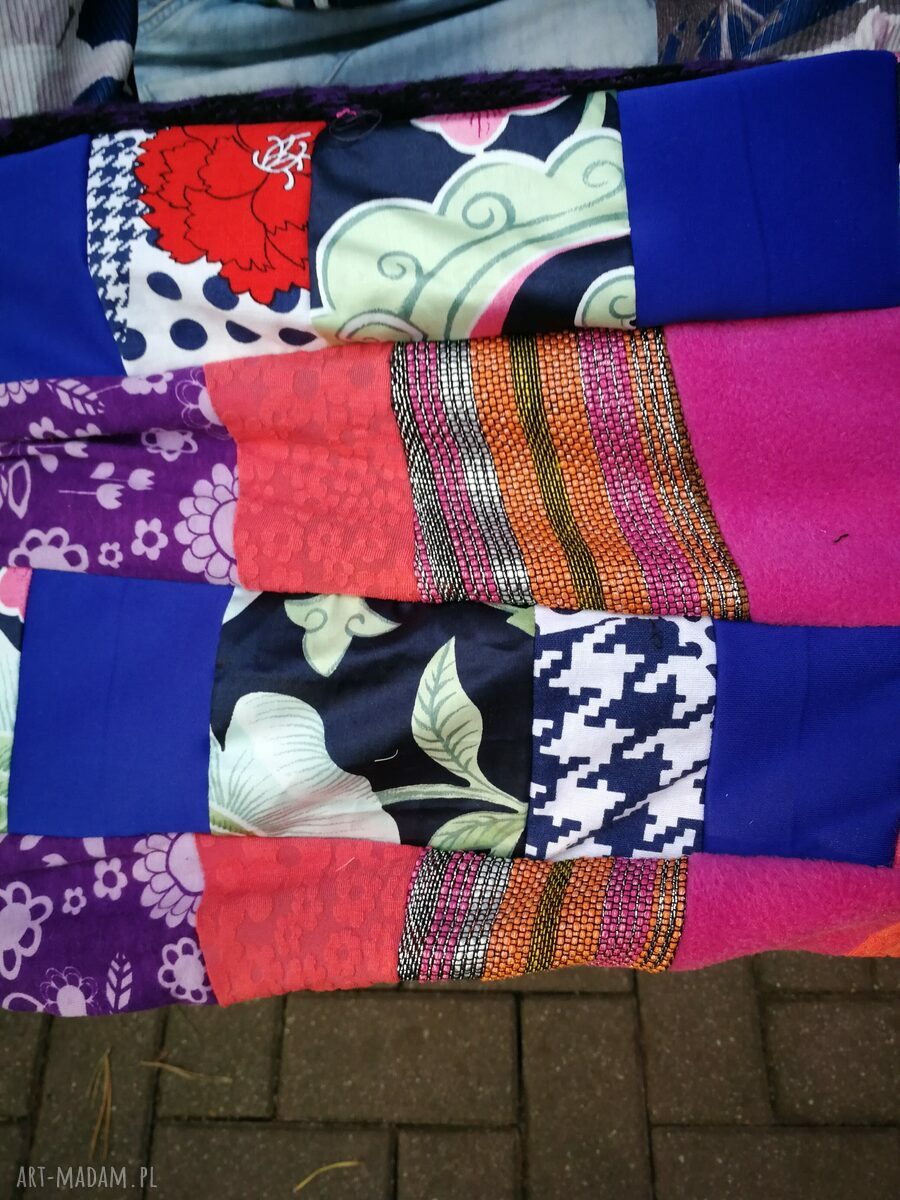 Komin patchworkowy na podszewce - miękki, miły i ciepły dodatek boho