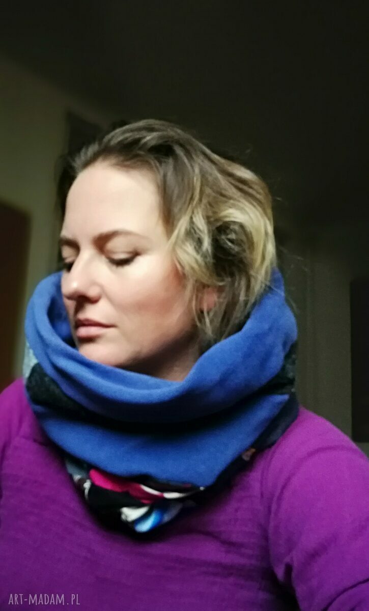 Komin patchworkowy na podszewce - miękki i kolorowy boho