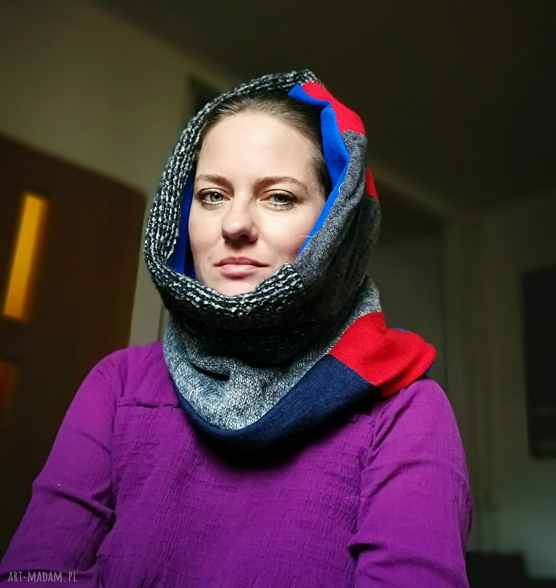 Komin patchworkowy z podszewką - kolorowy boho od Ruda Klara