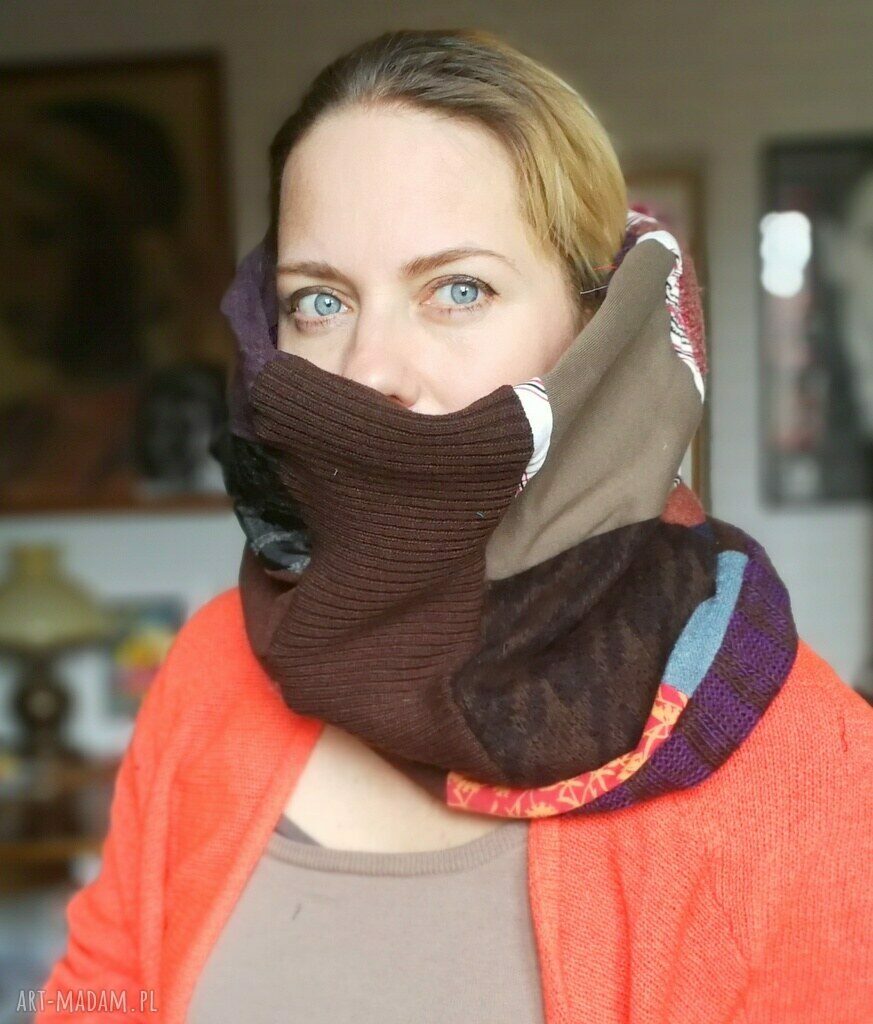 Komin patchworkowy damski z podszewką - miękki i miły handmade