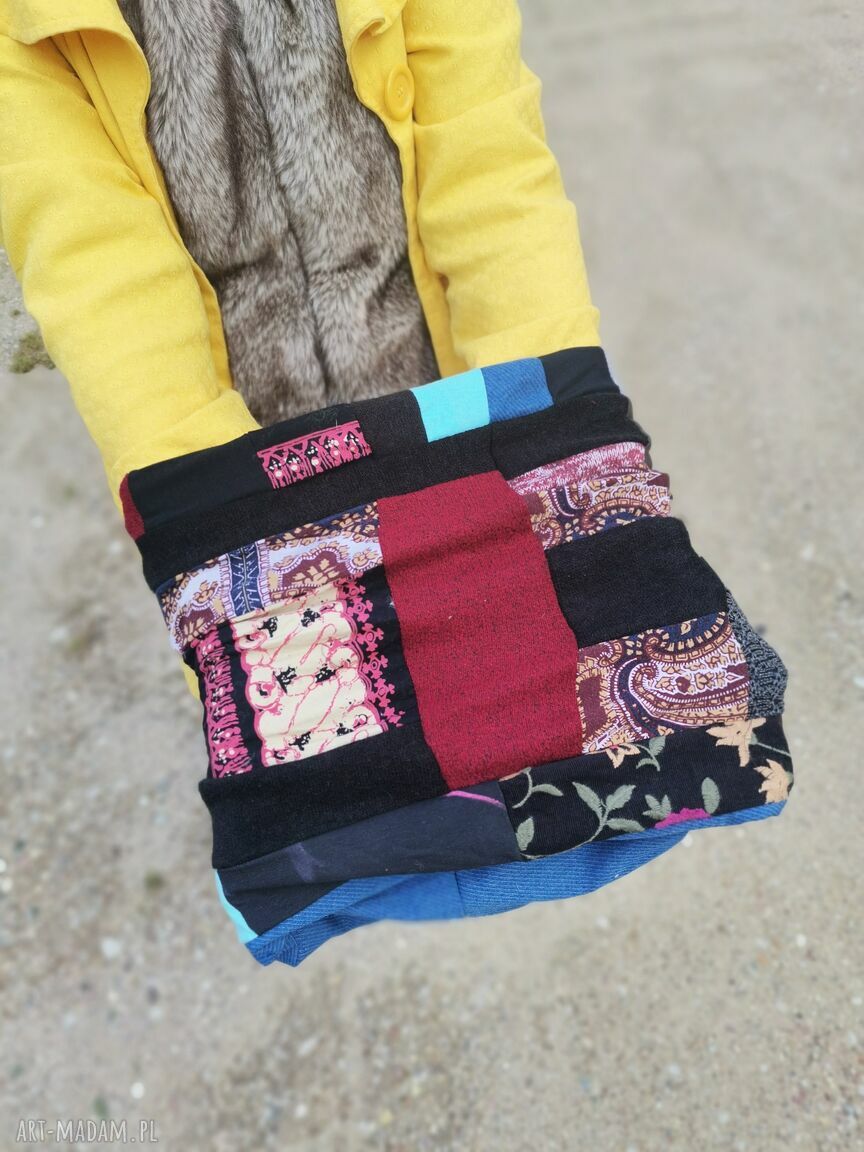 Komin patchworkowy zero waste - miły i ciepły dodatek boho (Ruda Klara)