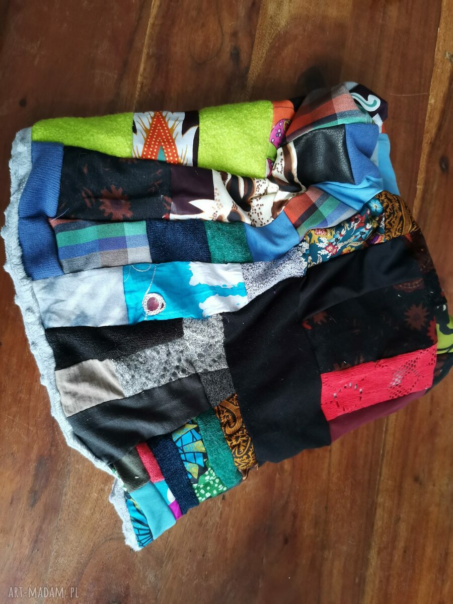 Komin patchworkowy Boho Box A1 - uszyty z kawałków, z podszewką (zero waste)
