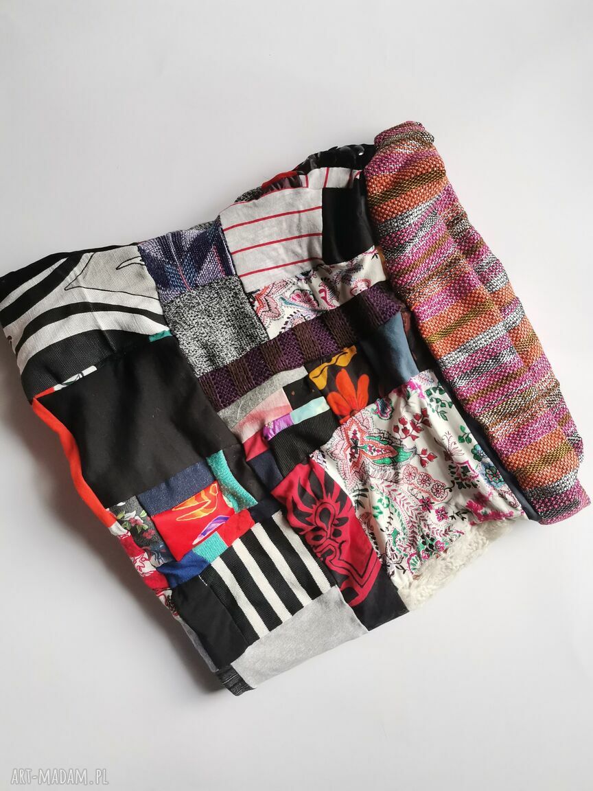 Komin patchworkowy zero waste miły i kolorowy boho - ręcznie szyty
