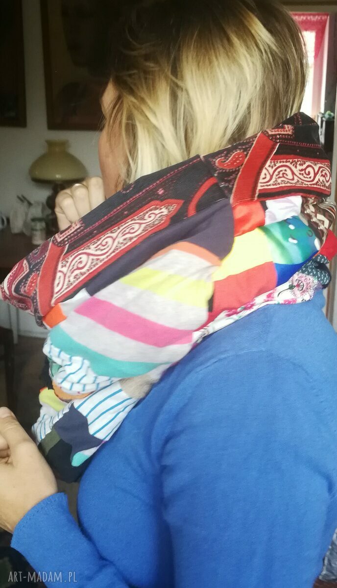 Komin patchworkowy na podszewce - miękki i miły, uszyty ze skrawków swetrów