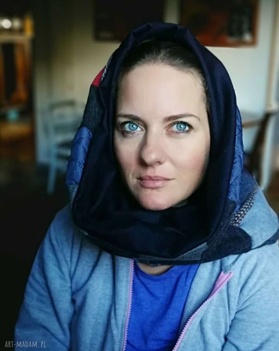 Kolorowy komin patchworkowy na podszewce - etno unisex, handmade