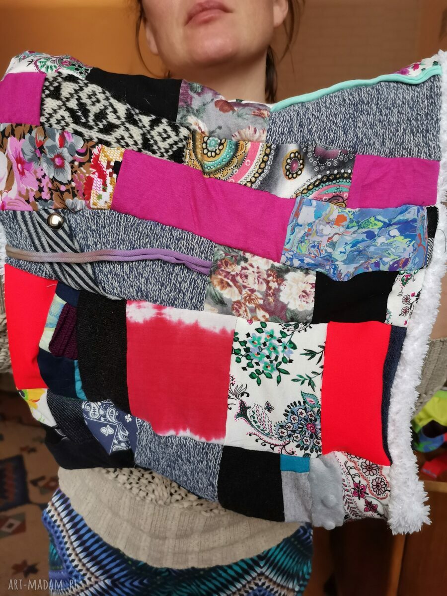 Komin patchworkowy boho handmade w kolorach - box x1 na podszewce