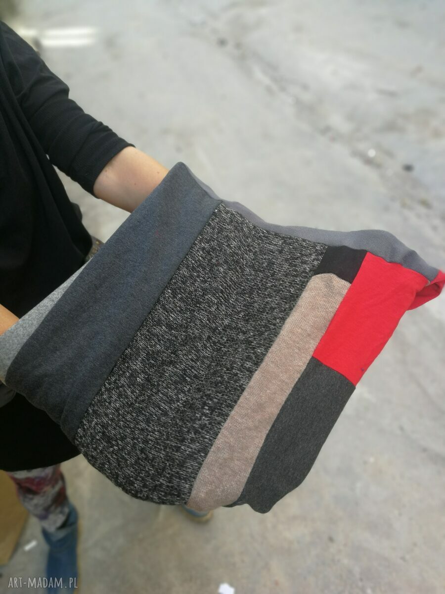 Komin patchworkowy na podszewce - miękki folk boho (unisex)
