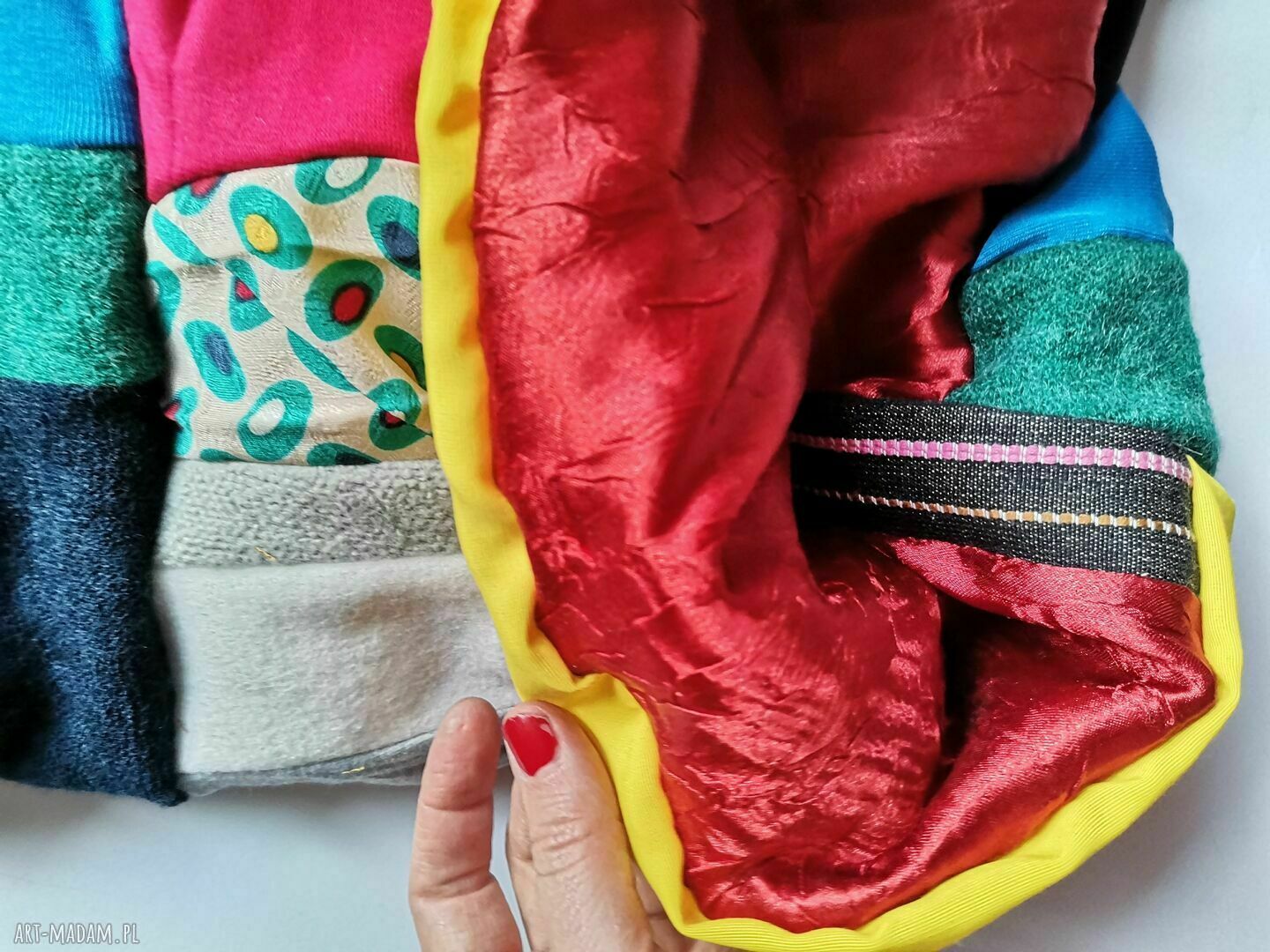 Komin patchworkowy damski etno i boho - zero waste, kolorowy