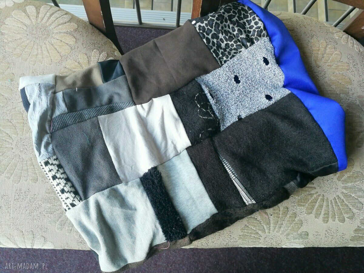 Miękki komin patchworkowy na podszewce - boho etno, ręcznie szyty