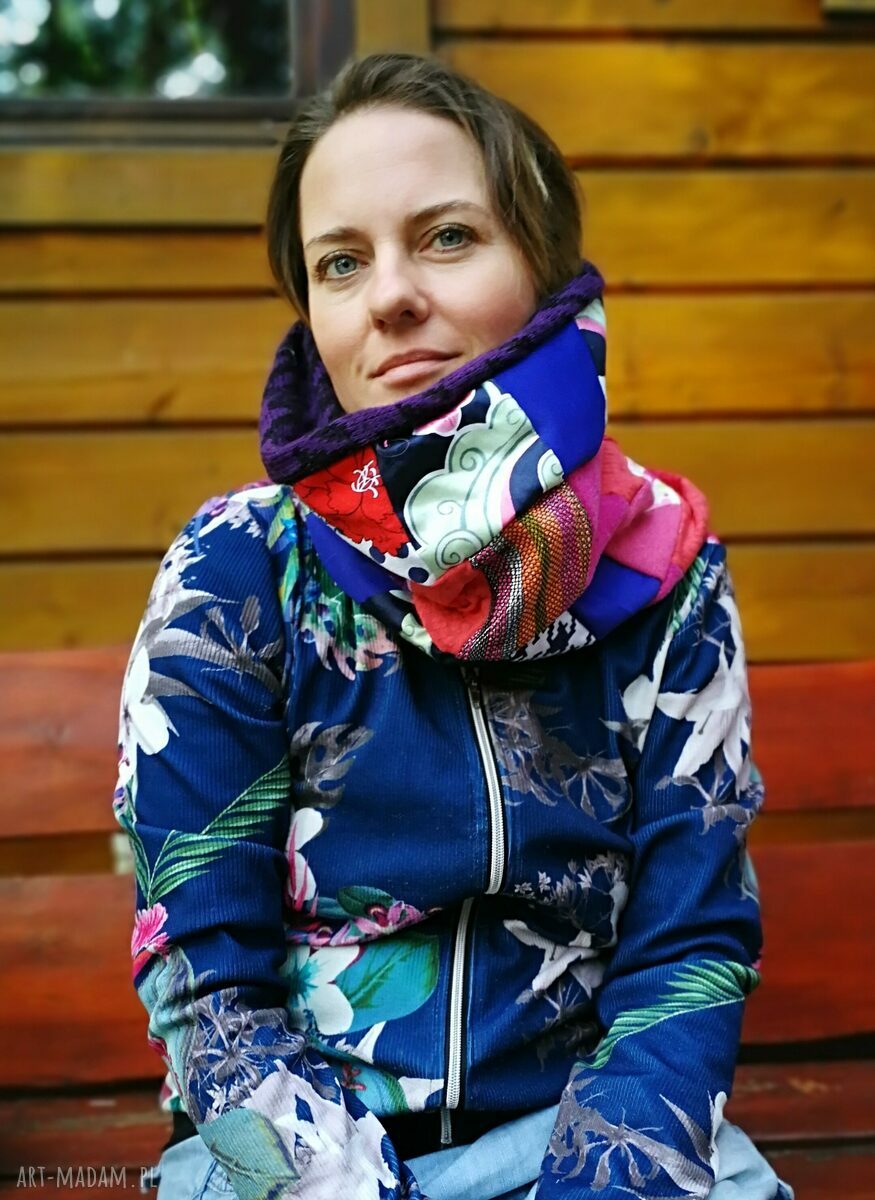 Komin patchworkowy na podszewce - miękki, miły i ciepły dodatek boho