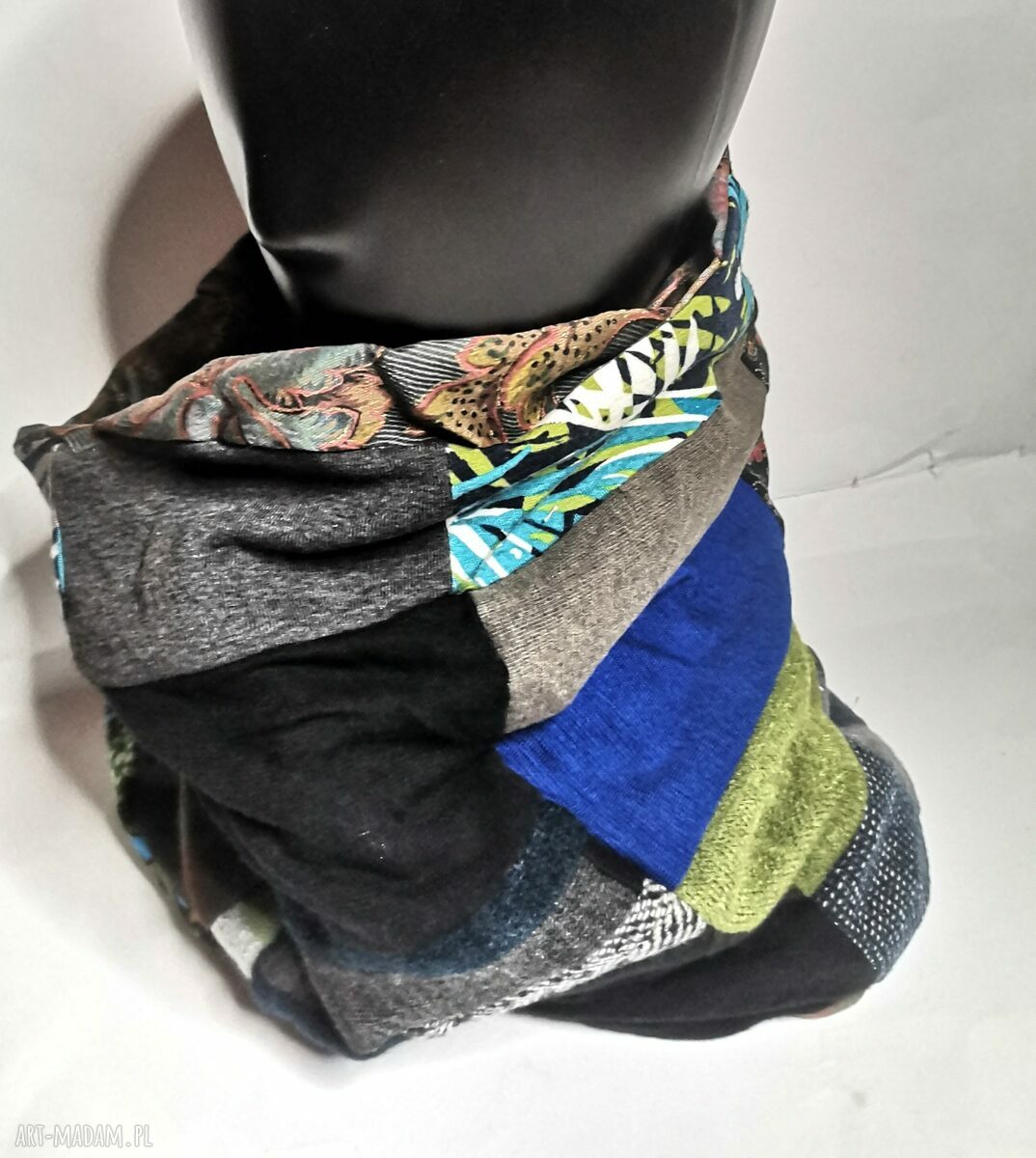 Kolorowy komin patchworkowy boho - wciągany przez głowę (rozmiar uniwersalny)