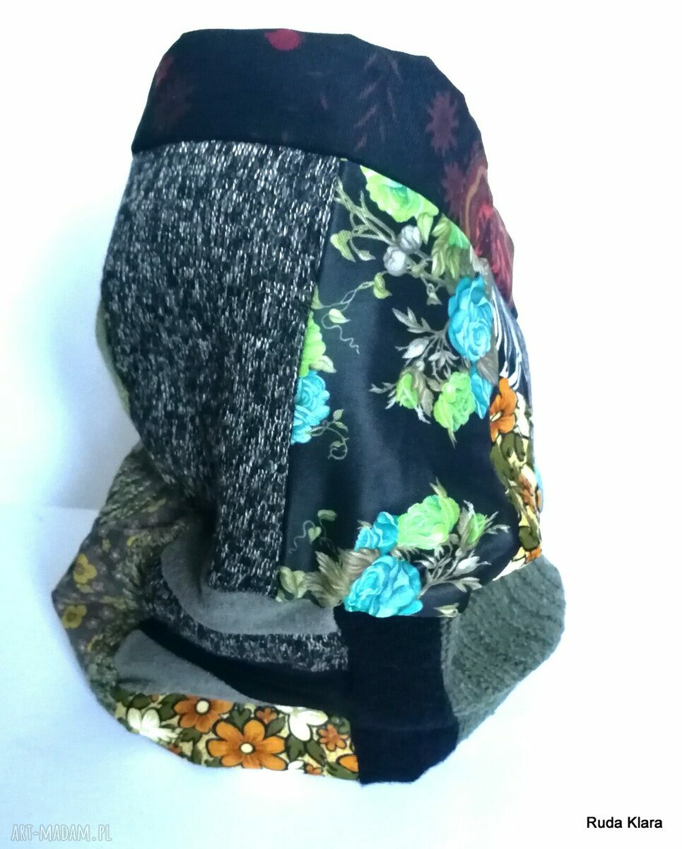 Komin patchworkowy damski handmade 38x40 cm - etno boho - Ruda Klara