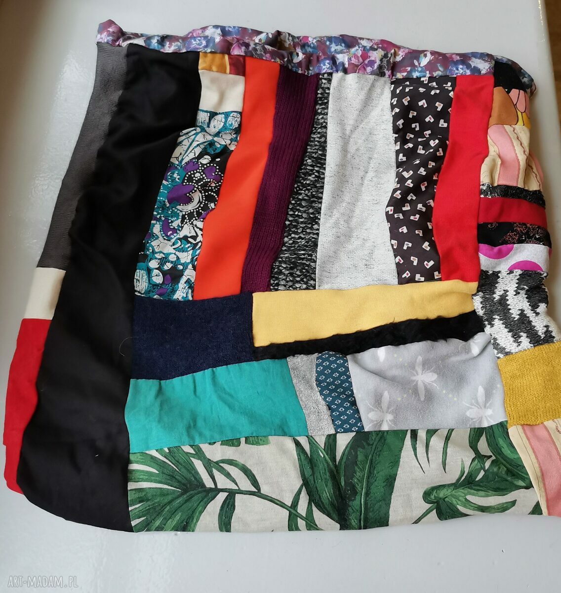 Kolorowy komin patchworkowy BOHO Box D1 - ciepły, szyty ręcznie na podszewce