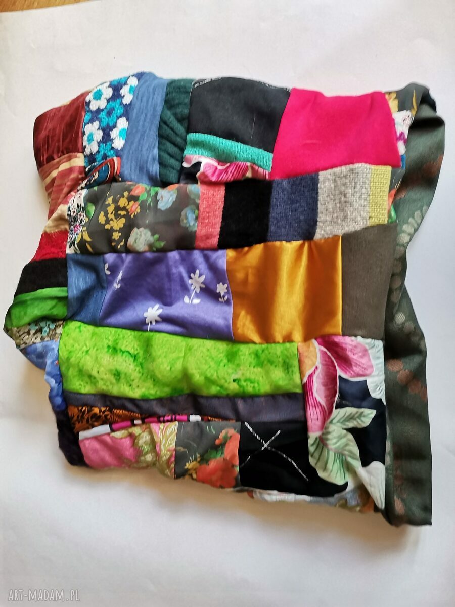 Komin patchworkowy kolorowy - uszyty według zasady zero waste