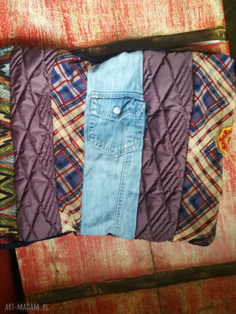 Kolorowy komin patchworkowy etno boho folk - miękki handmade na podszewce